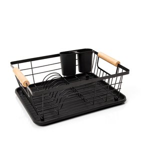 309437 escorredor de loucas rack cesto alto preto copaecia