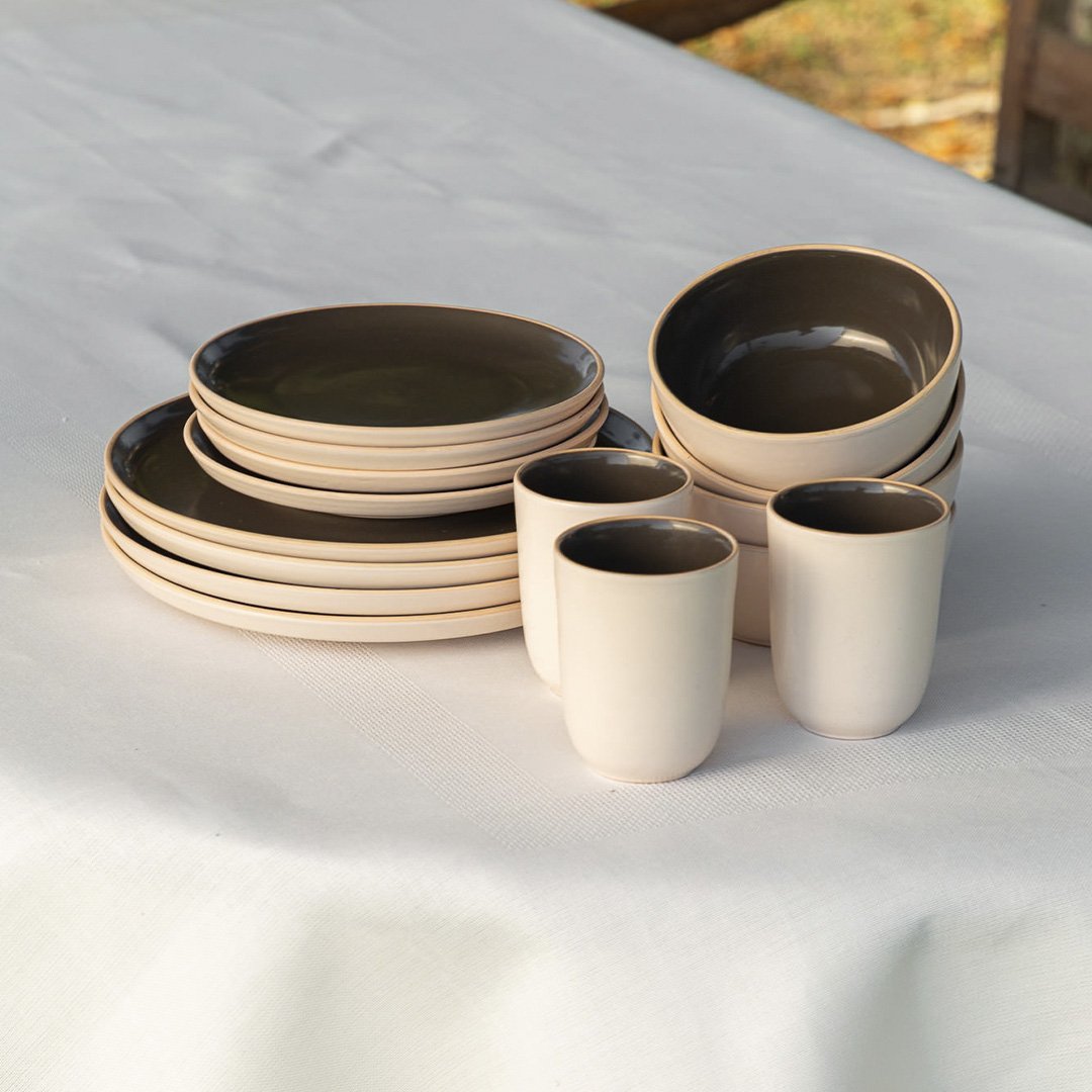 Jogo Copa e Cia 8 Peças Harmonie em Cerâmica Mocca