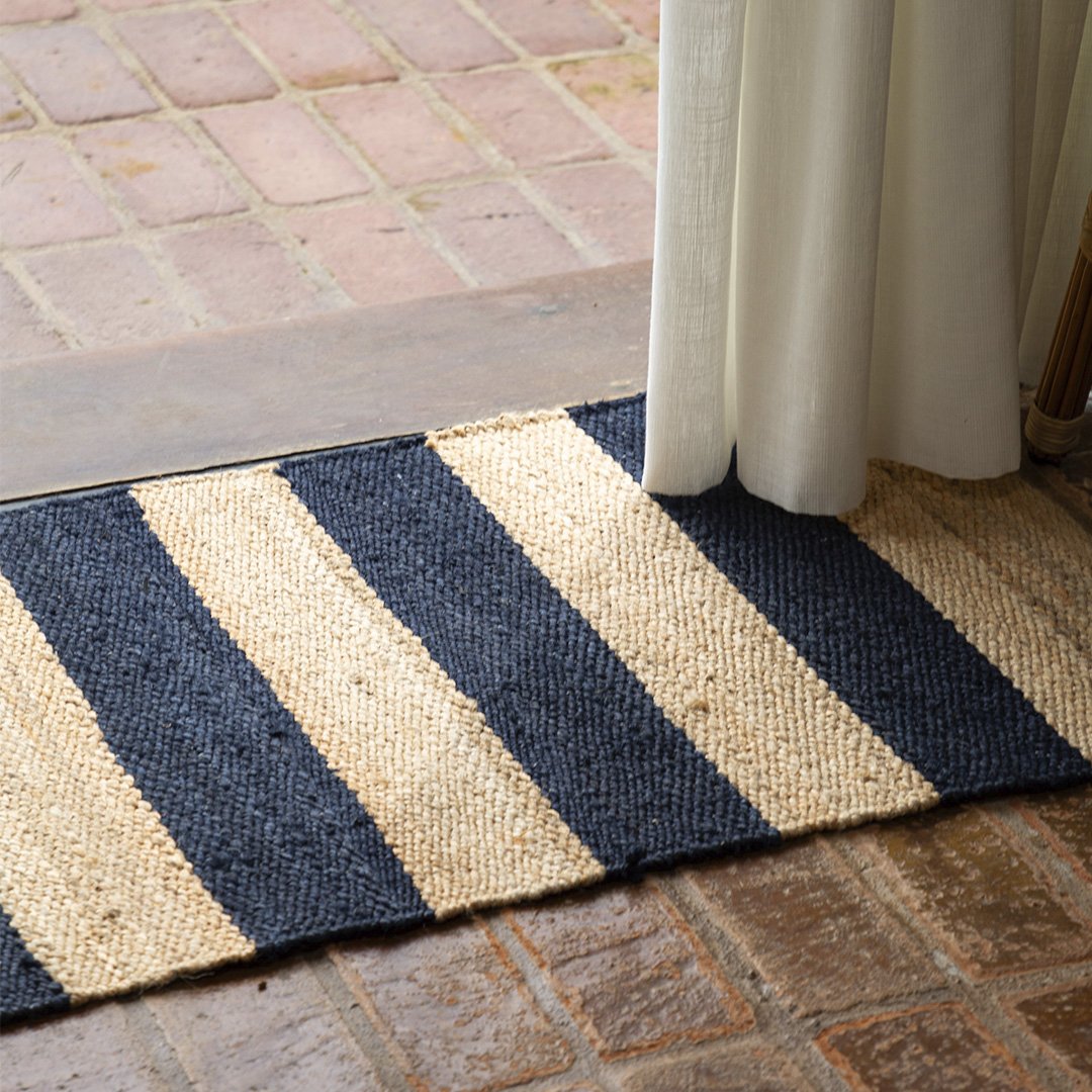 Tapete Juta Sense Daru Azul Marinho 50x120cm | Copa&Cia