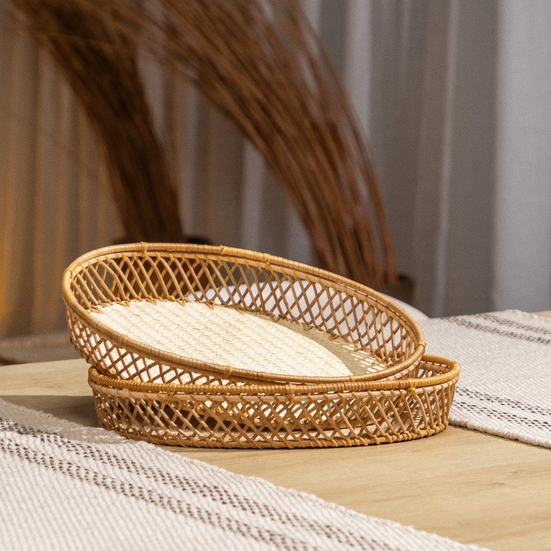 Bandeja Copa e Cia Rattan Oval Média